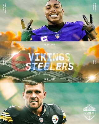 Minnesota Vikings vs Pittsburgh Steelers Dublin 2025 8x10 NFL Football  Photo