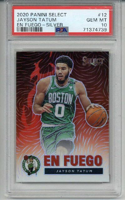 2020 PANINI SELECT EN FUEGO SILVER PRIZM #12 JAYSON TATUM CELTICS PSA 10 LOW POP