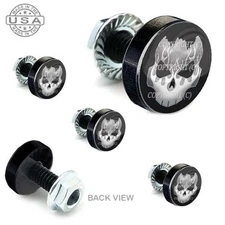 5 Black Aluminum Motorcycle Windshield Bolt Kit - FLAME SKULL CRACKED - 078