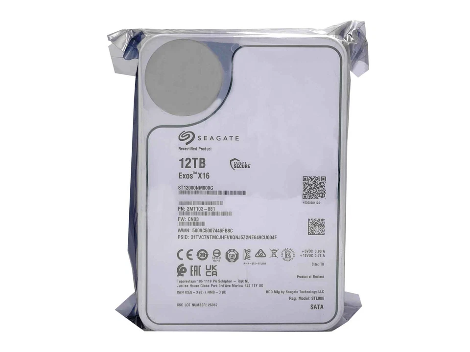 Seagate Exos X16 12TB 256MB 7200RPM 3.5in SATA6Gb/s Enterprise HDD ST12000NM000G - Image 4 of 4