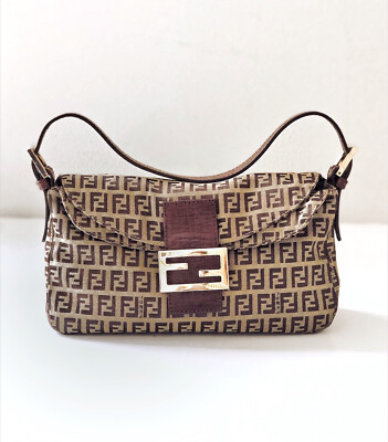 Vintage FENDI Zucchino Double Flap Mamma Monogram Logo Brown  display picture 1