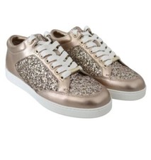 New Jimmy Choo Miami glittered metallic leather sneakers
