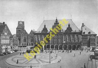 Bremen AK Markt Liebfrauenkirche Roland Straßenbahn Werbung Philip Morris 1961 - Bild 1 von 2