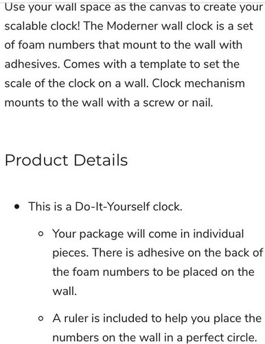 Clock Canvas Moderner Wall Clock Gold DIY Do It Yourself Foam Adhesive - Picture 2 of 3