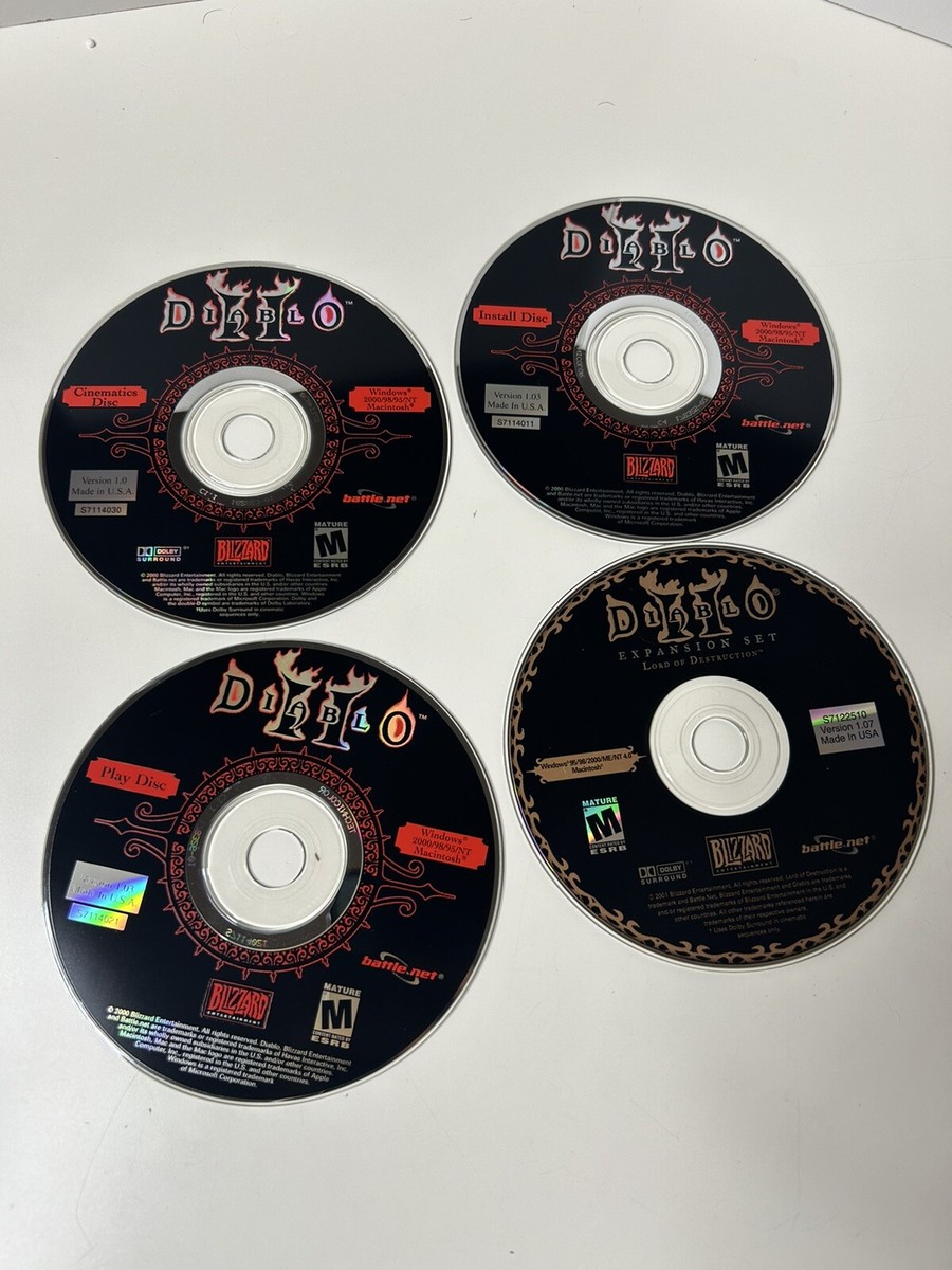 Diablo 2 Disc PC CD-ROM Game, PC 2000 4 Disc Set Disc Only