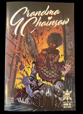 Grandma Chainsaw Comic Like Texas Chainsaw Massacre Halloween Slasher