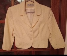 Women’s Cropped Jacket Vintage By Eva Tralala French Designer Uk 8/10 Lemon