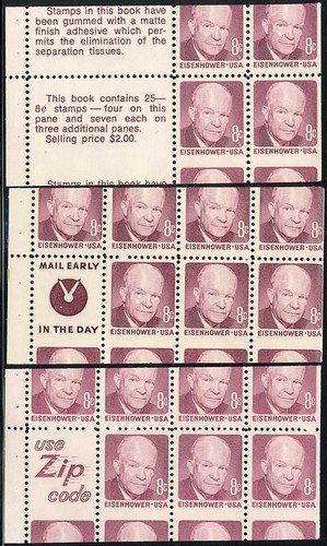 1395, 3 Different Booklet Pane Miscut ERRORS - 8¢ IKE - Stuart Katz