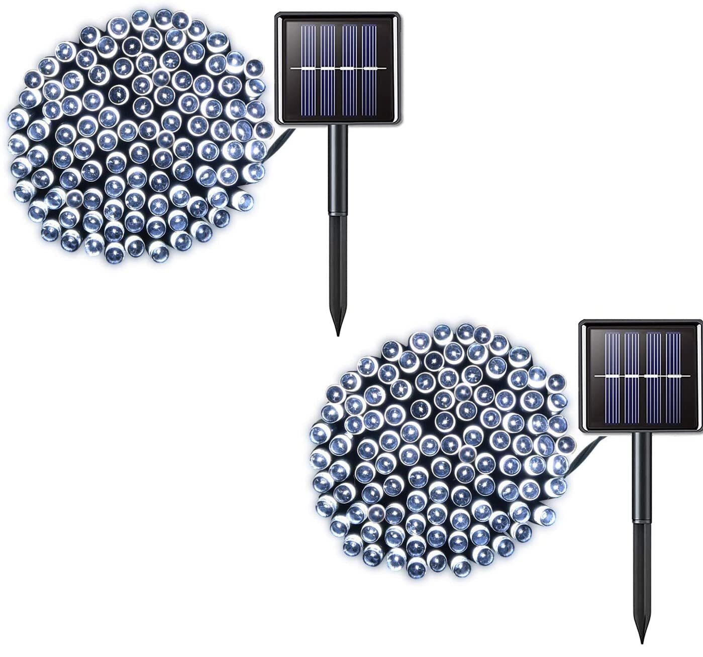 2 Pack 200 LED Solar String Lights, 85.2ft 8 Modes Waterproof Solar Christmas...