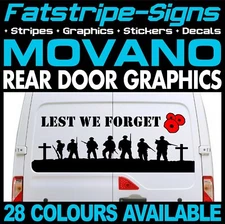 to fit VAUXHALL MOVANO LEST WE FORGET ARMY UK GB STICKERS GRAPHICS CAMPER VAN