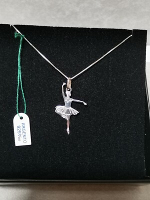 InSCINTILLE Collana Ballerina Danza Classica In Argento 925 Rodiato, Ciondolo Con Tutù, Made In Italy, Con Astuccio Regalo