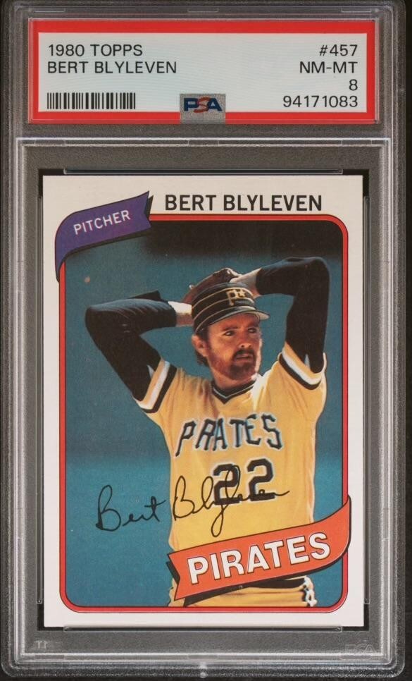 1980 Topps BERT BLYLEVEN # 457 -▶HOF !!!◀- PSA 8