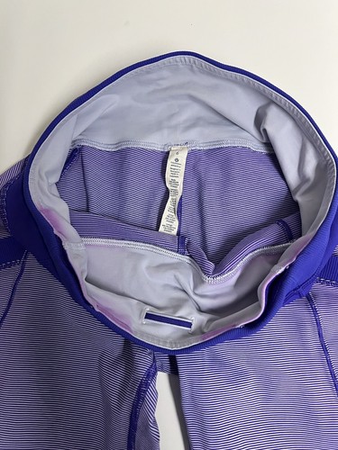 Lululemon Athletica Purple Striped Crop Leggings Capri Pockets Size 6 - Picture 4 of 8