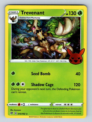 Trevenant 15/192 (Trick or Trade Stamped) Rebel Clash Holo Rare