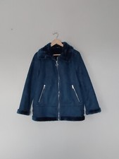 Qvc Faux Suede&faux Fur Biker Jacket By Nina Leonard Midnight Bluemedium Bnwot.