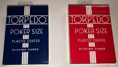 Cartes à jouer en plastique pour torpille poker taille deck rouge ou bleu fabriquées aux États-Unis - Photo 1/5