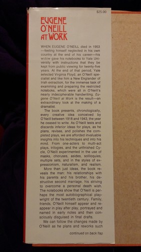 Eugene O'Neil at Work edited by Virginia Floyd HCDJ 1981 First Edition - Picture 2 of 7