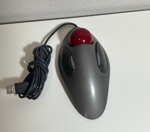 Logitech Trackman USB Red Marble Trackball Mouse T-BC21 - Picture 3 of 6