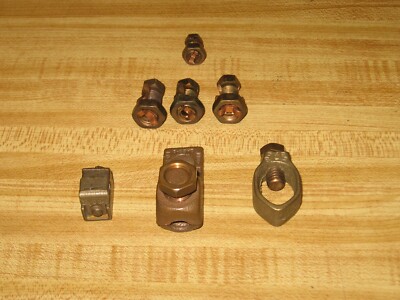 Lot of 7 Grounding Cable Connectors 3-6H, 1-8H BKB Split Bolt and 3 Others 