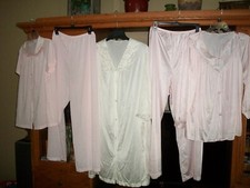 LOT LARGE VANITY FAIR VINTAGE PAJAMAS PJ'S LONG SHORT SLEEVE SET NWT IVORY ROBE