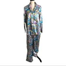 Carole Little Vintage 80's Floral Satin Pajamas Size M