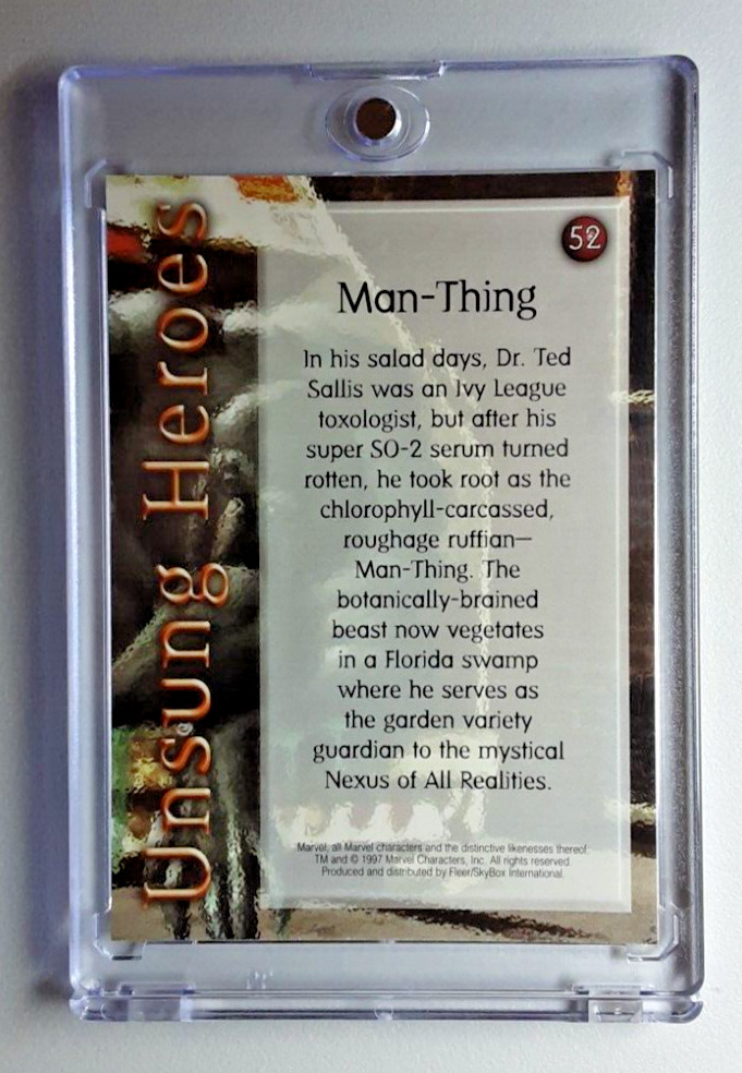 1997 Marvel Premium Card 52 MAN-THING. FREE ONE-TOUCH-HOLDER foto 2