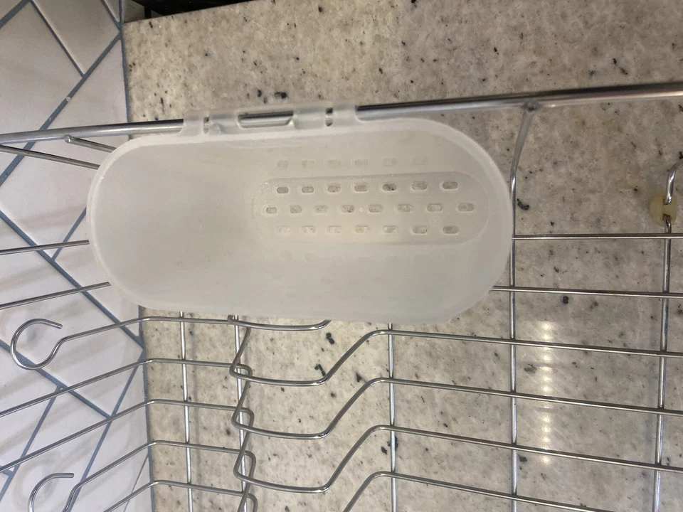 Estante de secado escurridor de platos de alambre cromado Rubbermaid grande de colección excelente estado LEER Foto 3 de 4