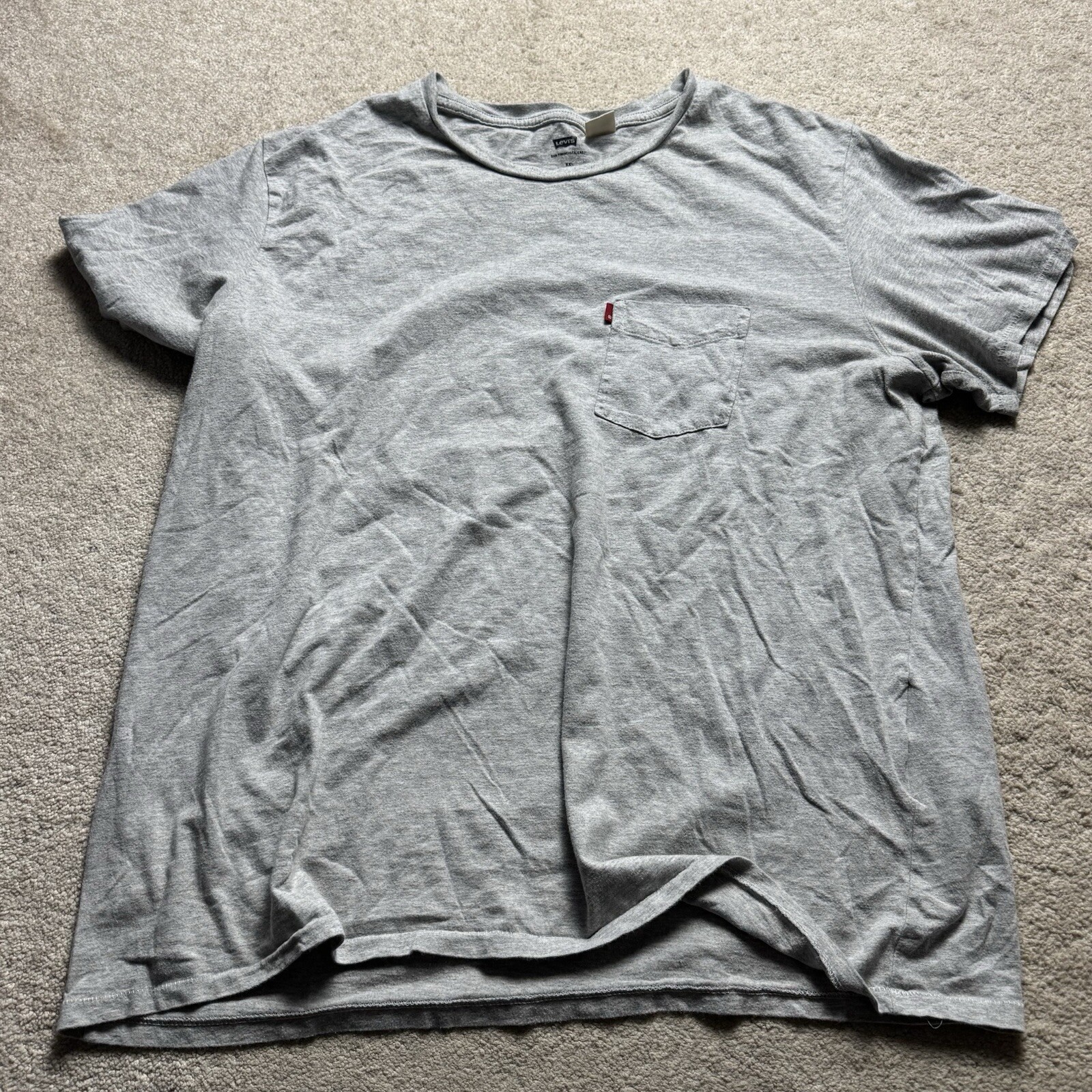 Levis Crew Neck T Shirt Pocket Mens 2XL Gray