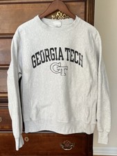 Vintage Champion Reverse Weave Sweatshirt MEDIUM M Georgia Tech GT vtg gray blue