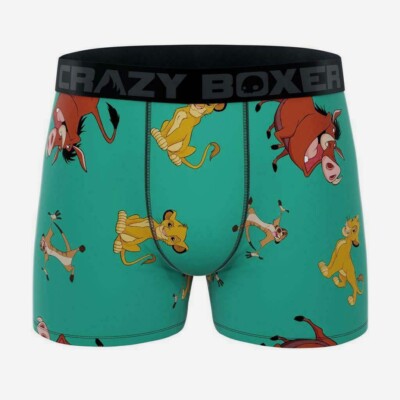 Crazy Boxer Disney Lion King Characters Simba Pumbaa Timon Green Briefs Men's