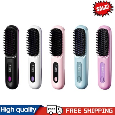 Akku Haarglätter Mini Heiß Haarkamm Anti-Verbrühungen für alle Haartypen ~G