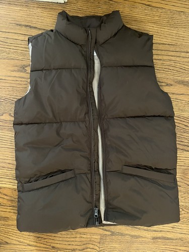 Old Navy Jacket Youth XL 14-16 Brown Full Zip Filled Teens Puffer Vest