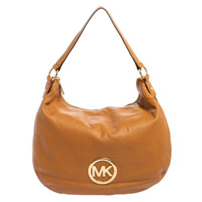 【関税&送料込】Michael By Michael Kors Caramel Leather Moor MICHAEL Michael Kors Caramel Brown Leather Logo Zip Hobo | eBay