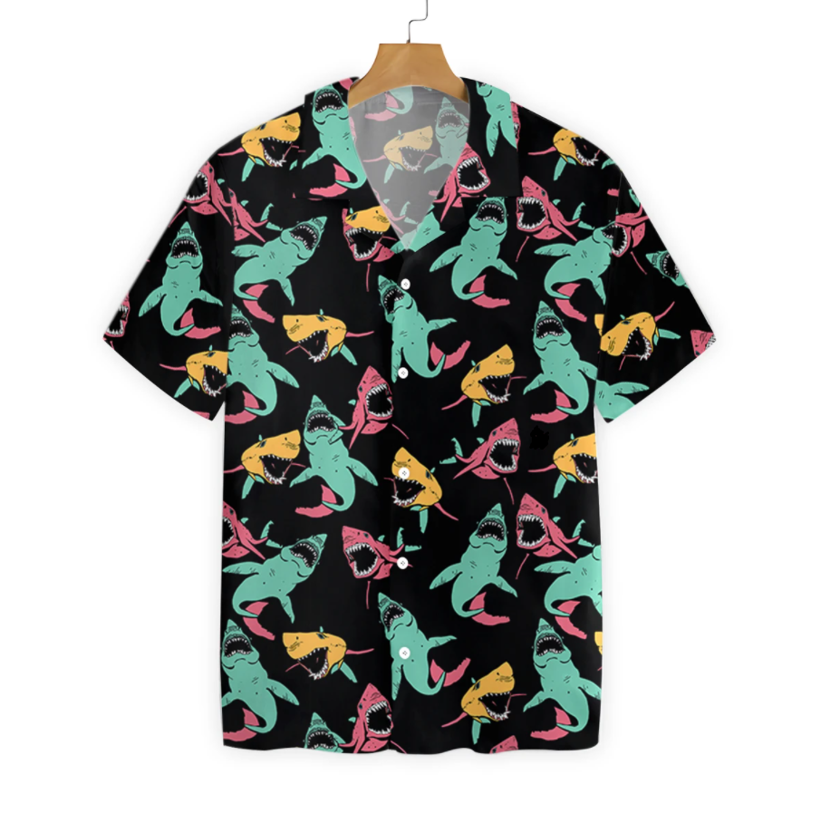 Men's Shark Hawaiian Shirt US Size Summer Style New Design