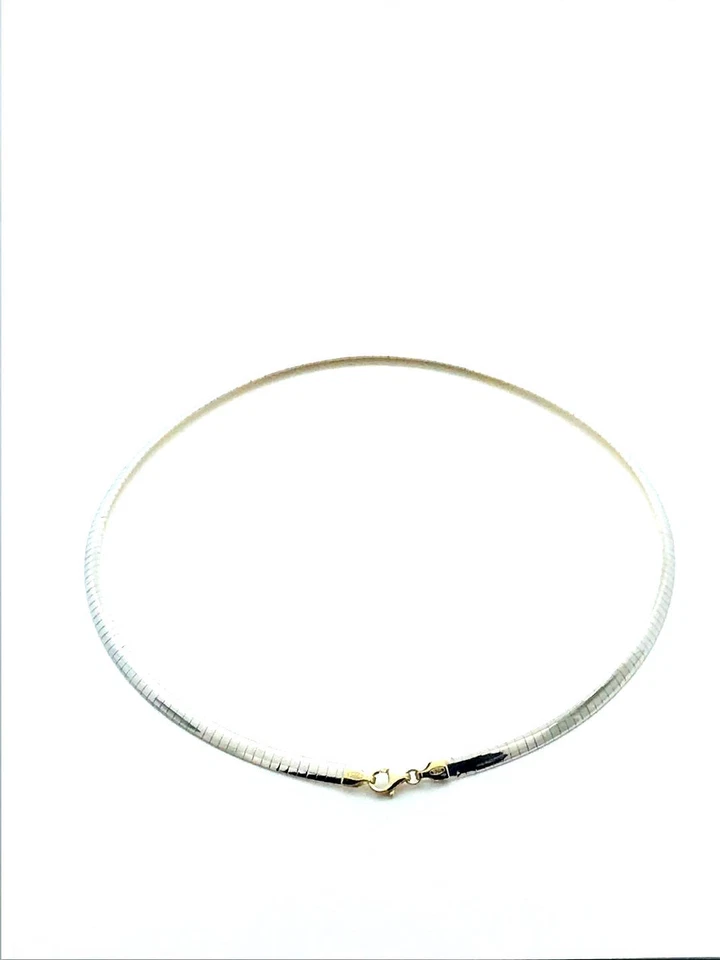 Collar Omega Reversible Plata de Ley y Oro 14k.3MM 16" Nuevo 74 Foto 4 de 4