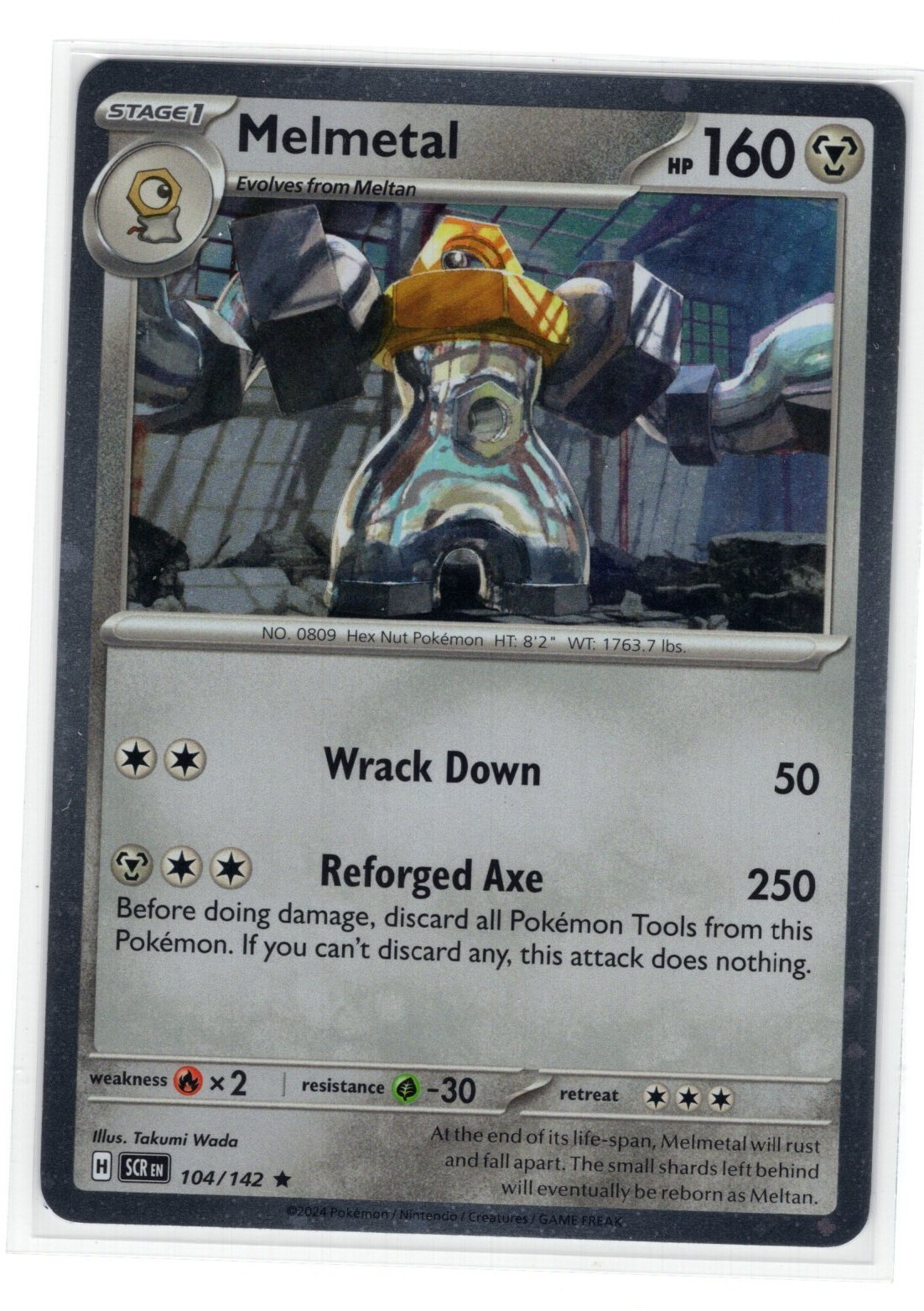Pokemon Stellar Crown 104/142 Melmetal Cosmos Holo Exclusive