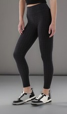 No Boundaries Leggings Black Gray Checkered Plaid Sueded Stretch Juniors S/M