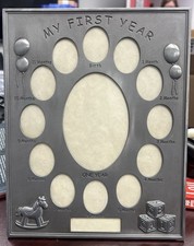 Pewter Metal Photo Frame 'My First Year Birth to 1 Year' 8.5x10.75 Inches