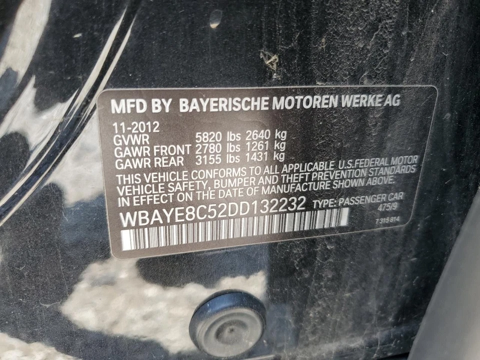 Used Automatic Transmission Assembly fits: 2013 Bmw 750I AT 8 speed RWD Grade A - Imagem 3 de 4