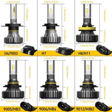 H4 H11 9005 9012 9006 H7 LED Headlight High Low Beam Bulb White FogLight 6500K H