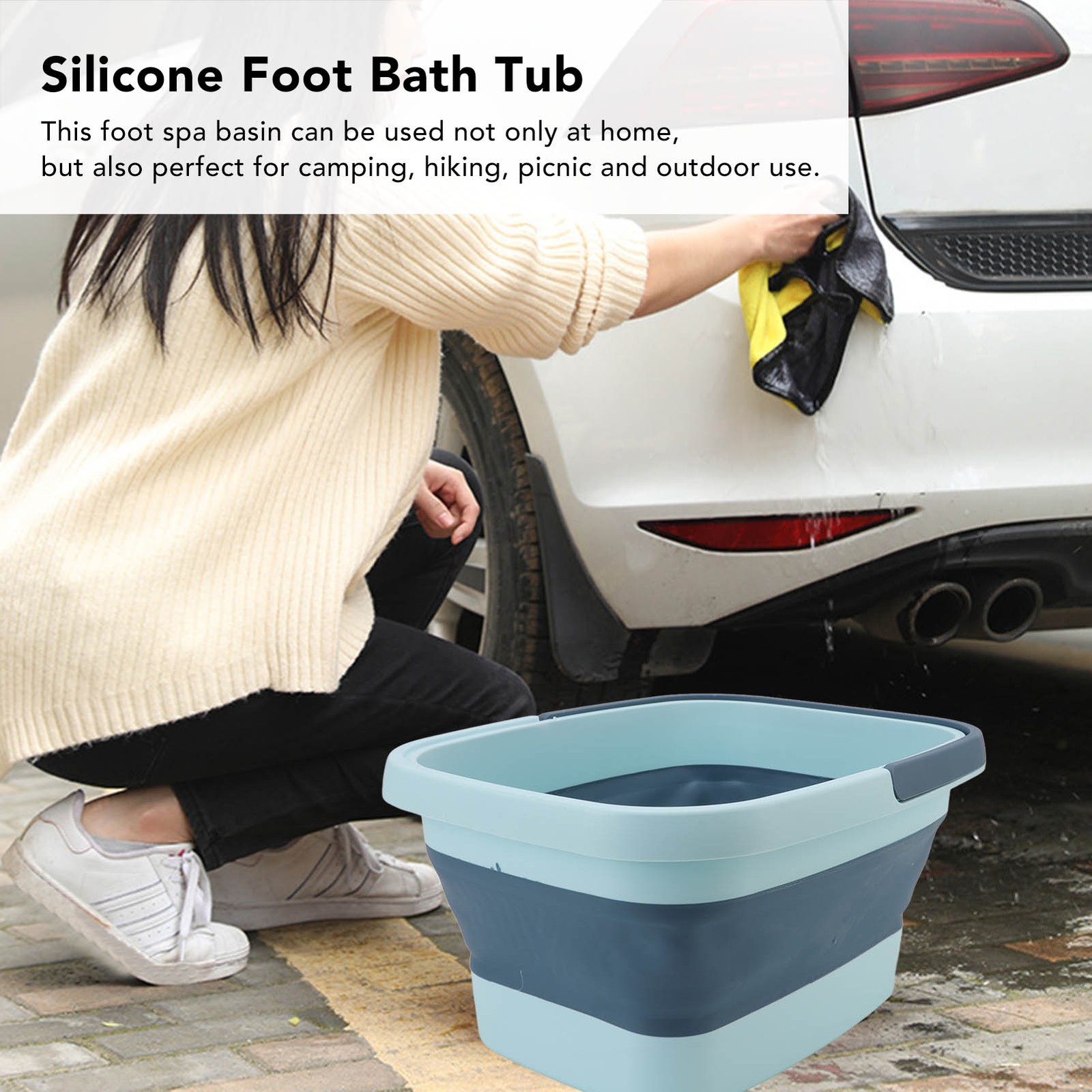 Foldable Foot Tub Portable Silicone Foot Massage Bath Bucket Household Foot Spa