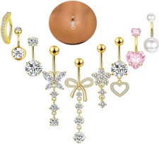 14G Belly Button Ring Dangle Belly Rings Surgical Stainless Steel Cute Bow Butte