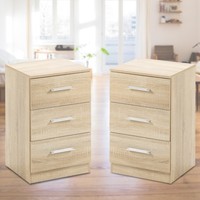 Gihauvia® 2Er Set Nachttisch Nachtschrank Beistelltisch Schrank Mit 3 Schubladen