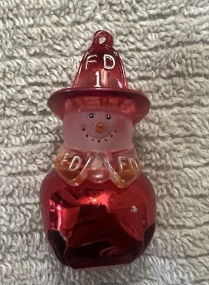 Snowman Fireman Red Ornament Christmas Hanging Jiggle Bell Firefighter