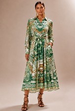 New Camilla Shirt Dress Size S/M Corridor Of Calm Green Midi Silk $899 Long