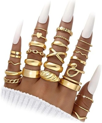 25PCS Gold Knuckle Rings Set Stackable Midi Finger Rings for Women