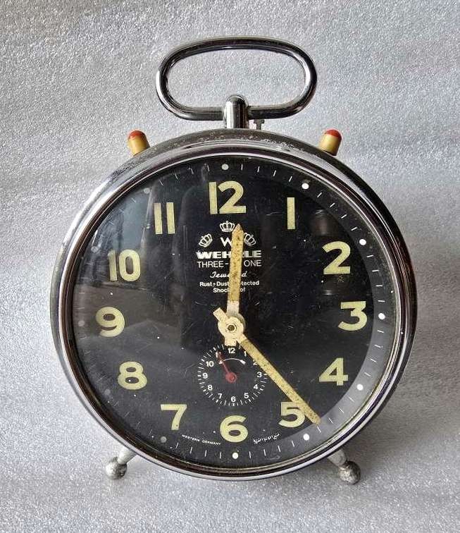 WEHRLE ウエラ　THREE-IN-ONE 目覚まし時計 Vintage WEHRLE Three In One Alarm Clock Original Black Clock