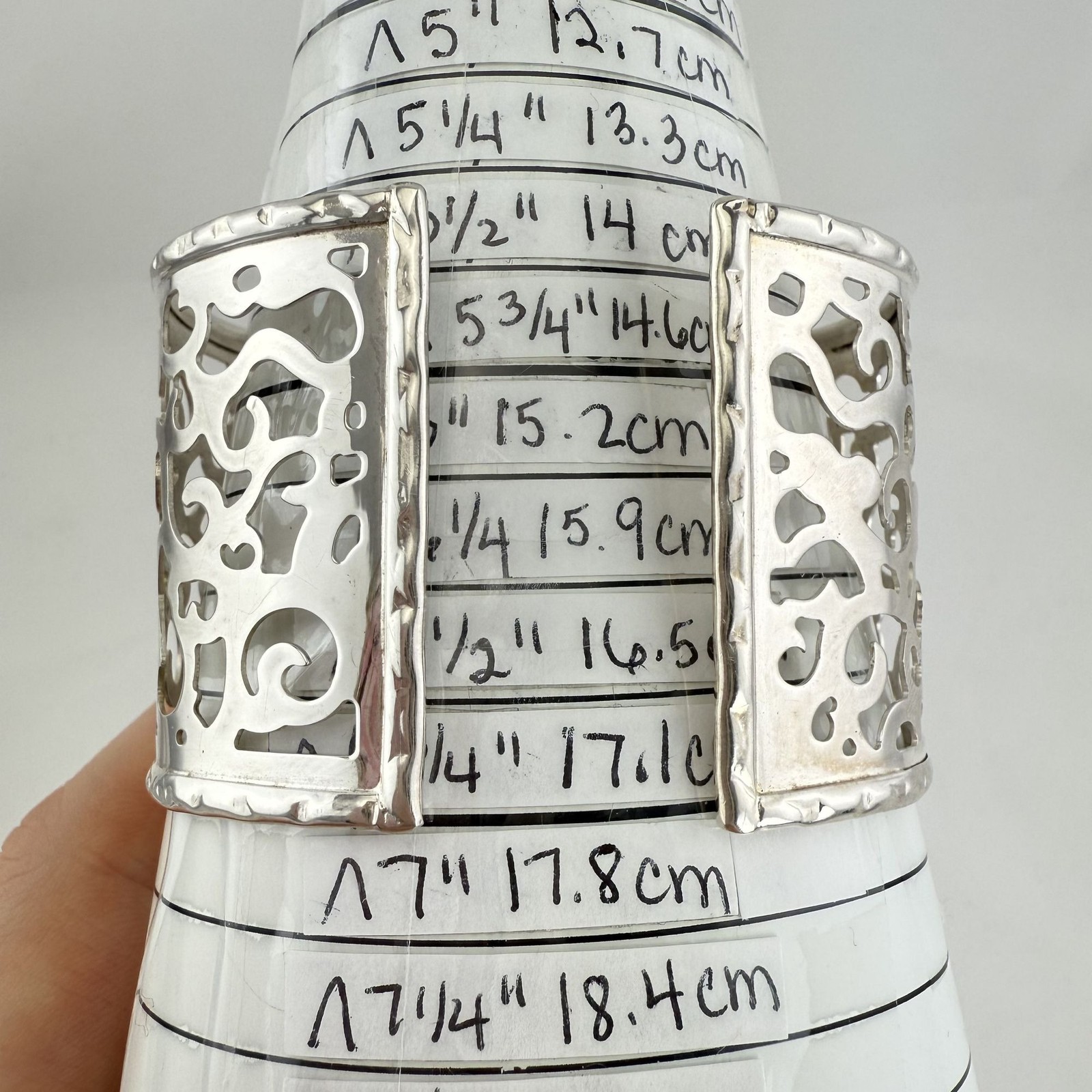 FLASHY Sterling Silver Scroll Work Cuff Bracelet … - image 10