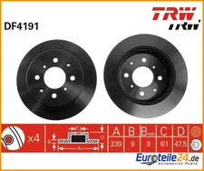 2pcs Brake Disc TRW DF4191 for Honda Accord III Jazz II