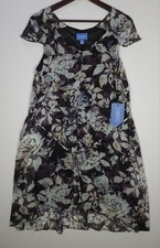 Simply Vera Vera Wang Women's Black Purple Floral Short Sleeve Dress Size PXL